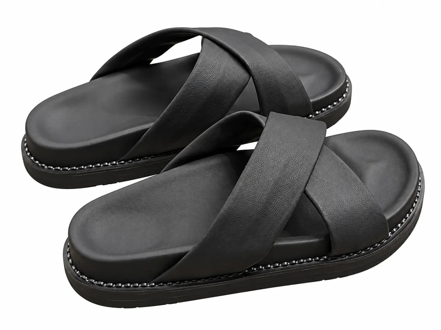 Praba Premium Criss-Cross Leather Slides view 2