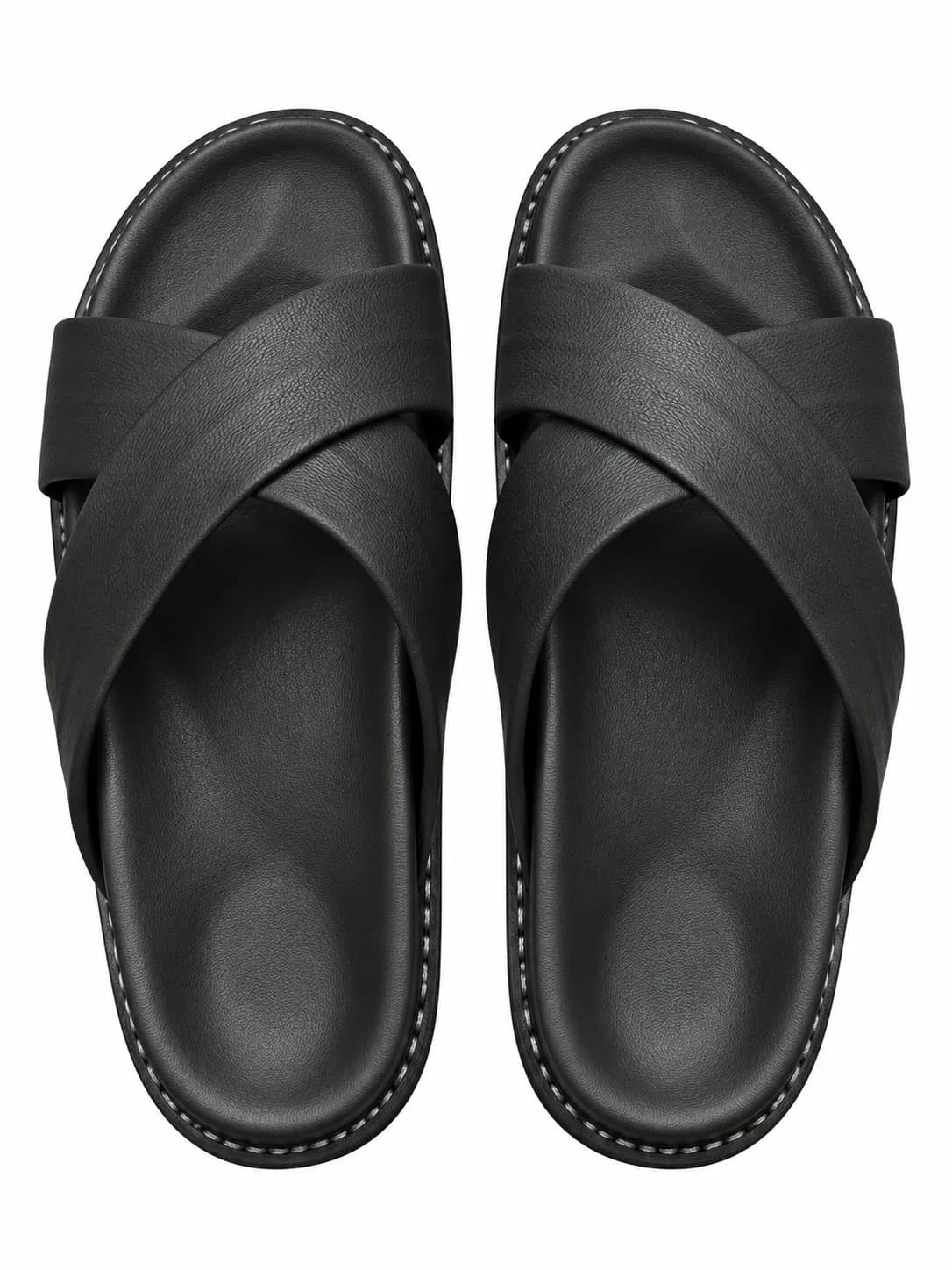 Praba Premium Criss-Cross Leather Slides view 3