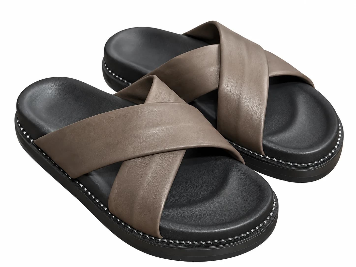 Praba Premium Criss-Cross Leather Slides view 4