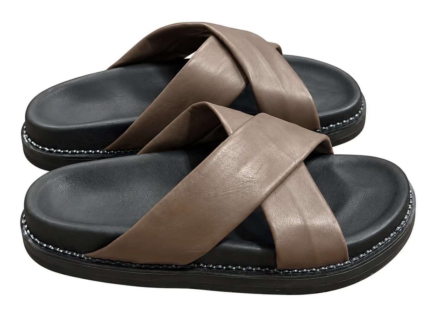 Praba Premium Criss-Cross Leather Slides view 5