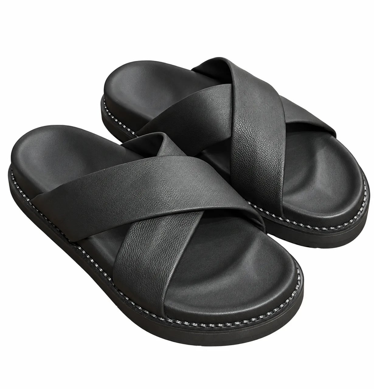 Praba Premium Criss-Cross Leather Slides