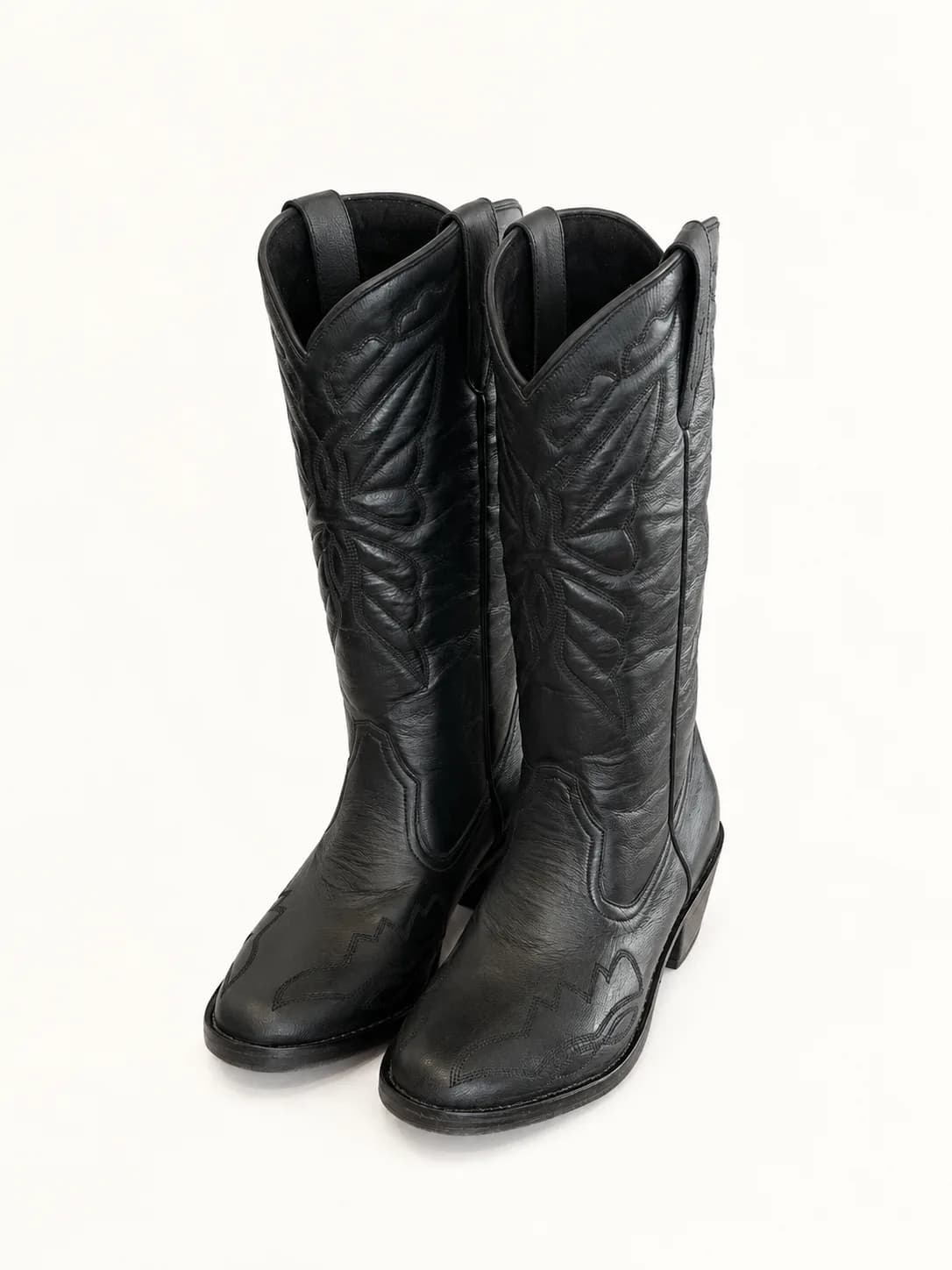 Black Western Leather Cowboy Boots