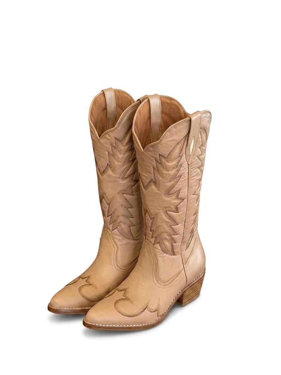 Camel Tan Western Leather Cowboy Boots